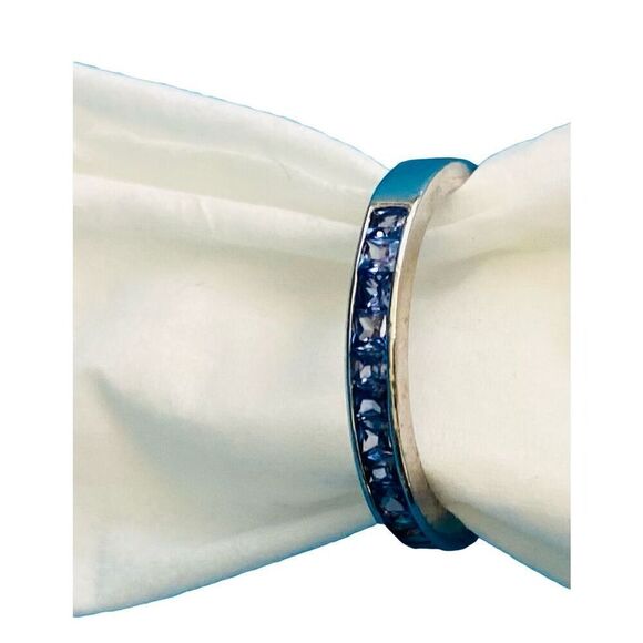 FD# Blue Cz & Sterling 925 Silver Ring Sz 8 - Picture 8 of 9